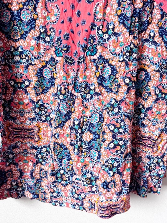 Red Carter Red Boho Tie-Front Tunic with Multicolor Mosaic Print - Picture 12 of 13